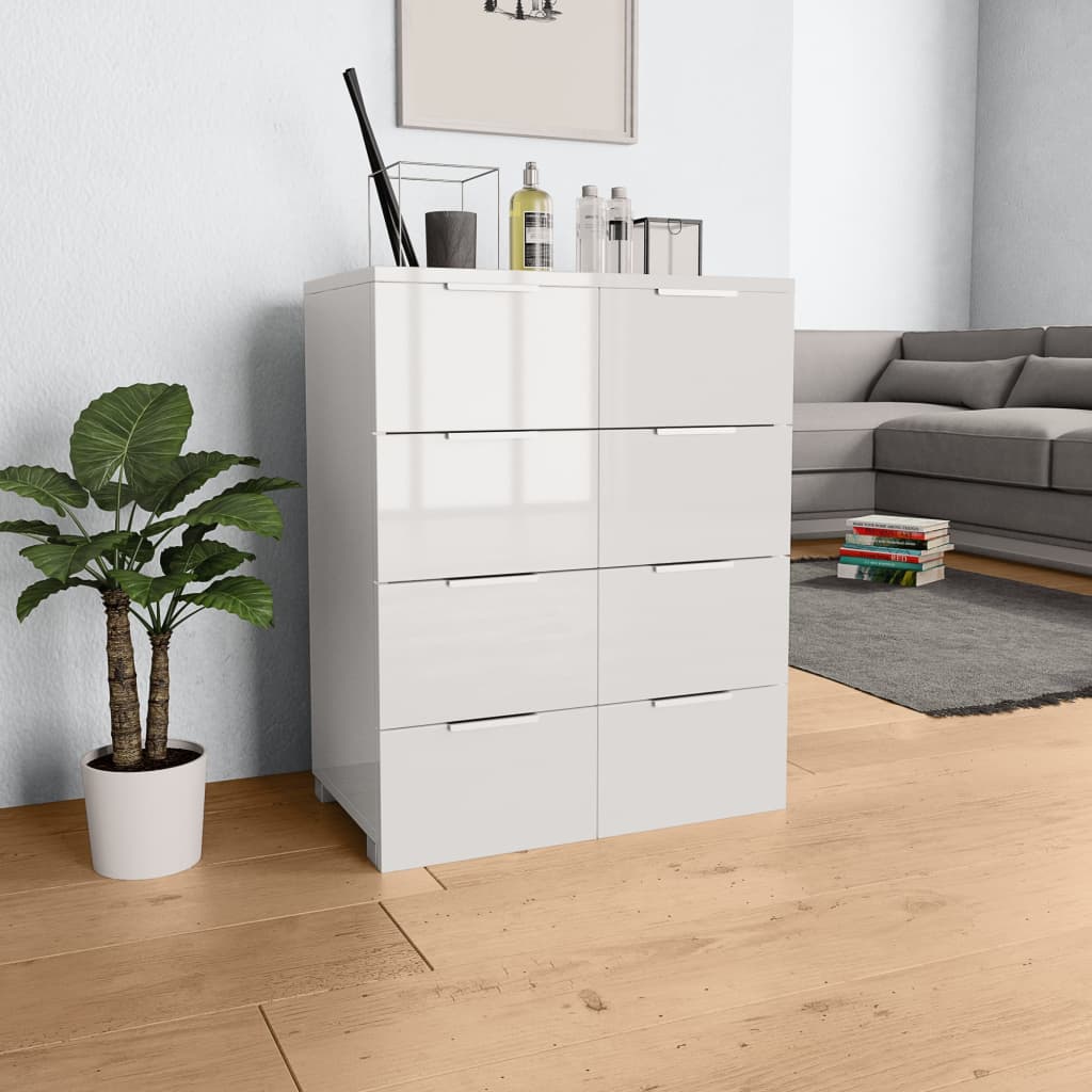 Sideboard Hochglanz-Weiß 60x35x80 cm Holzwerkstoff – Bild 1
